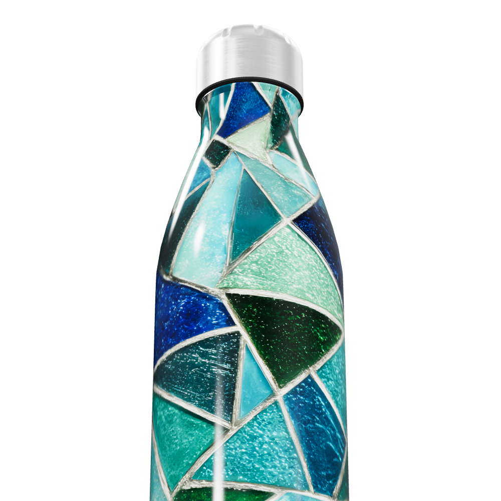 Garrafa Inox Estampada Vidro Azul-Verde