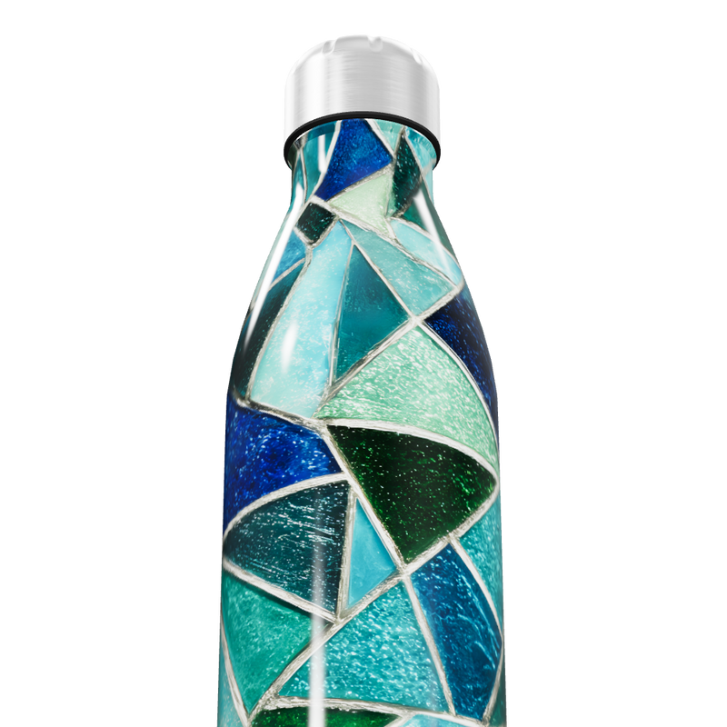 Garrafa Inox Estampada Vidro Azul-Verde