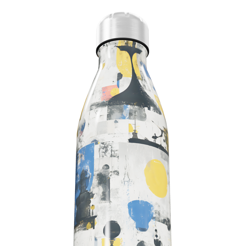 Garrafa Inox - Com estampa abstrata colorida