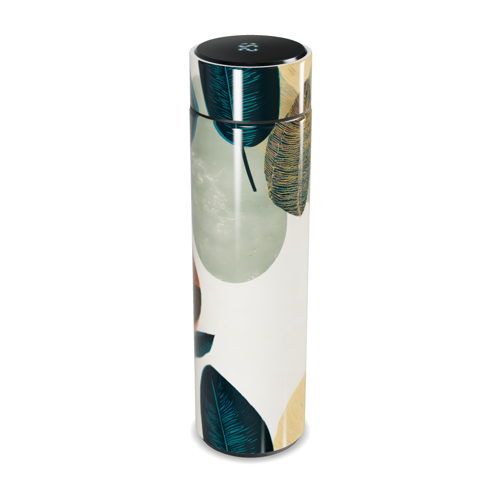 Garrafa Térmica Touch Folhas Coloridas Inox