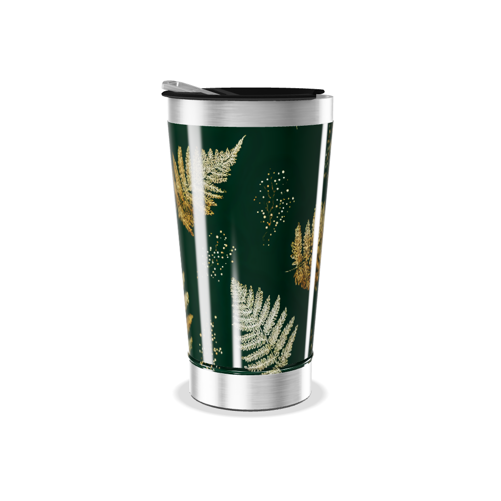 Copo Térmico - Folhas Douradas Verde