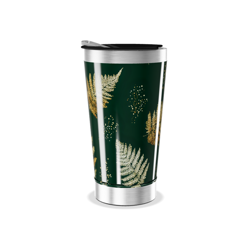 Copo Térmico - Folhas Douradas Verde