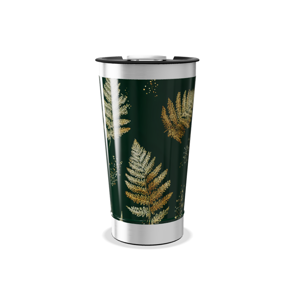 Copo Térmico - Folhas Douradas Verde