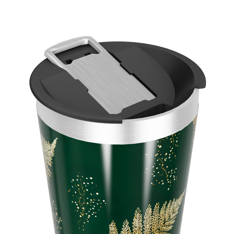 Copo Térmico - Folhas Douradas Verde