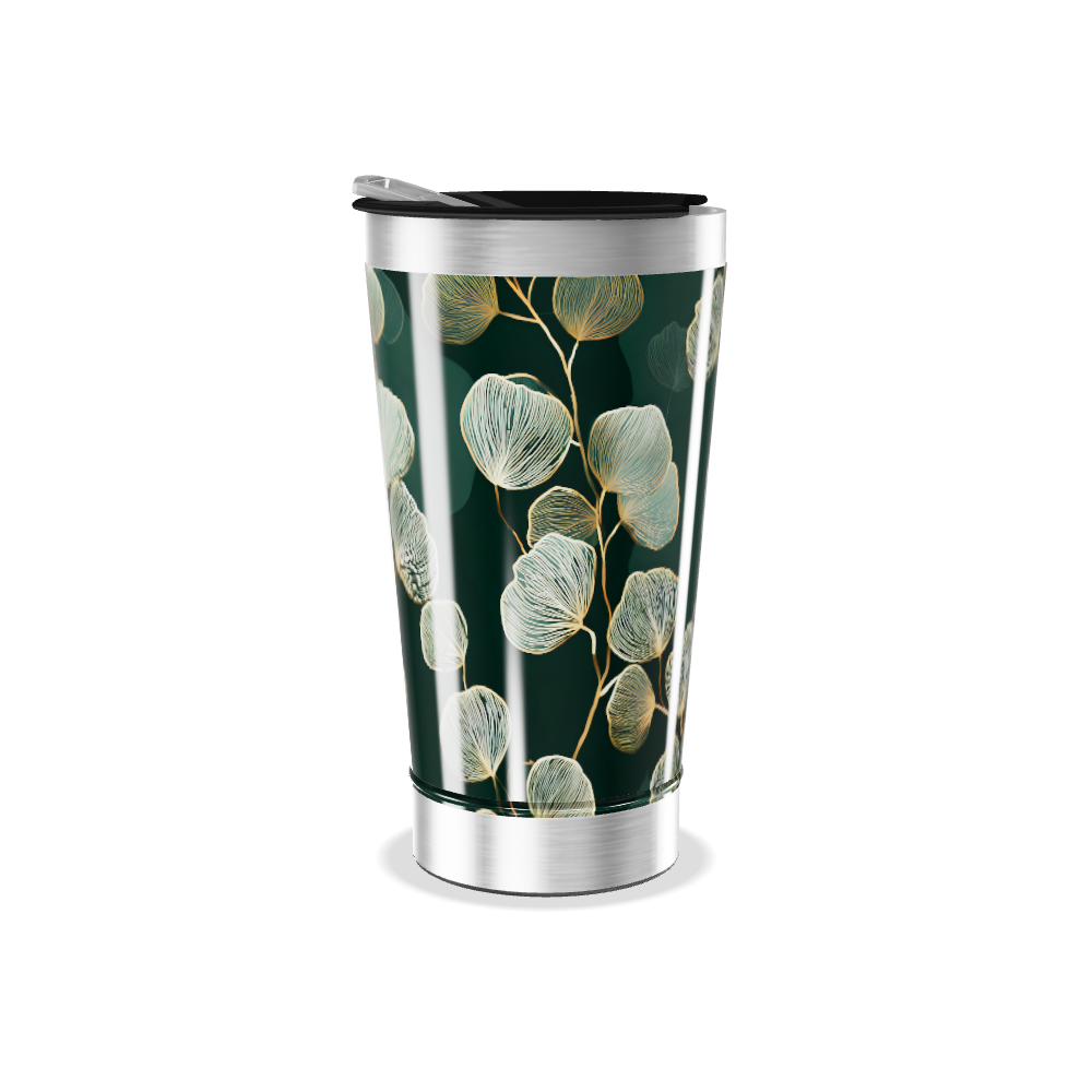 Copo Térmico - Floral Verde Metalizado