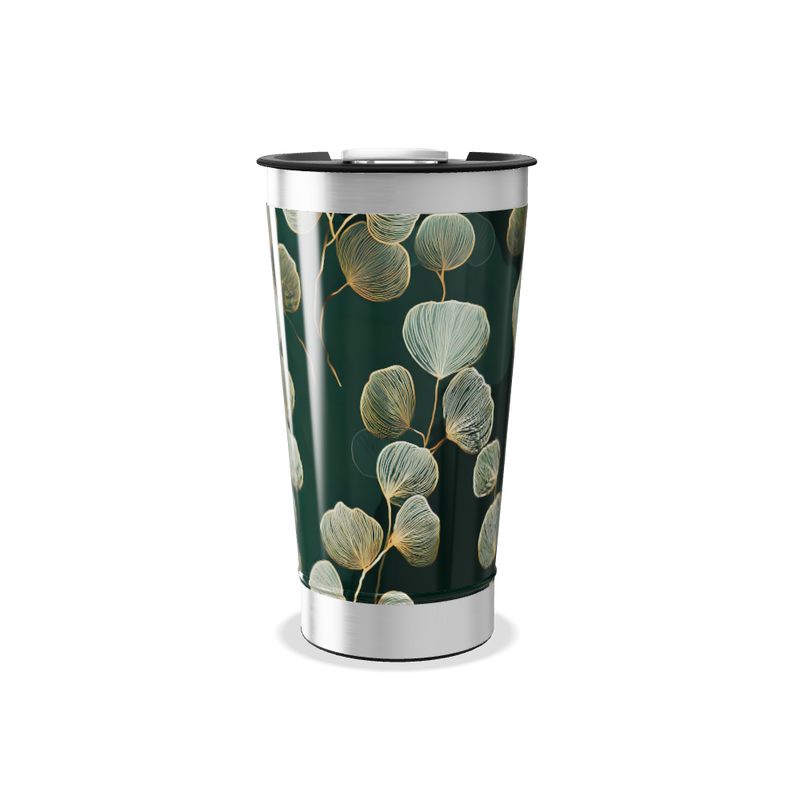 Copo Térmico - Floral Verde Metalizado
