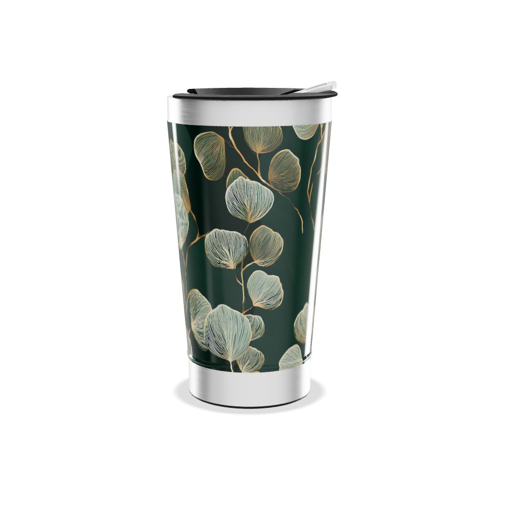 Copo Térmico - Floral Verde Metalizado