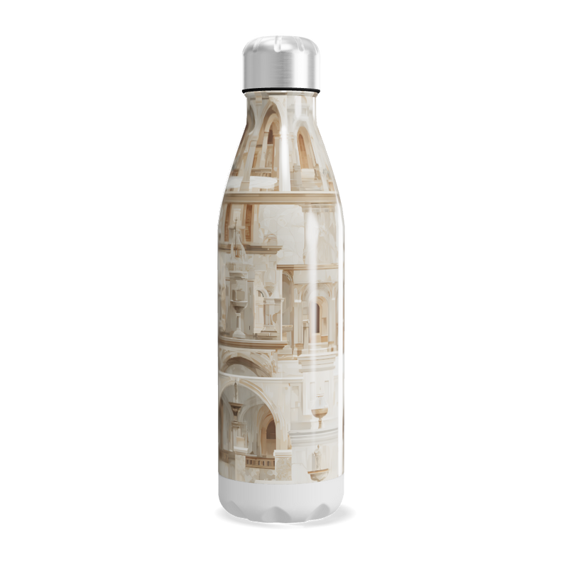 Garrafa Inox - Estampa Arquitetura Bege