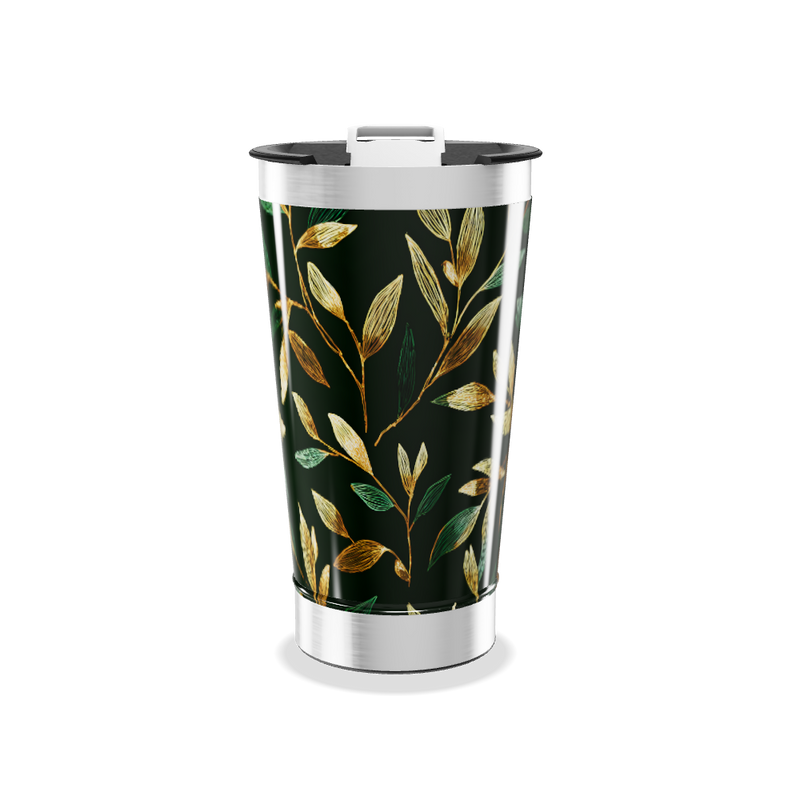 Copo Térmico - Folhas Verde e Dourado