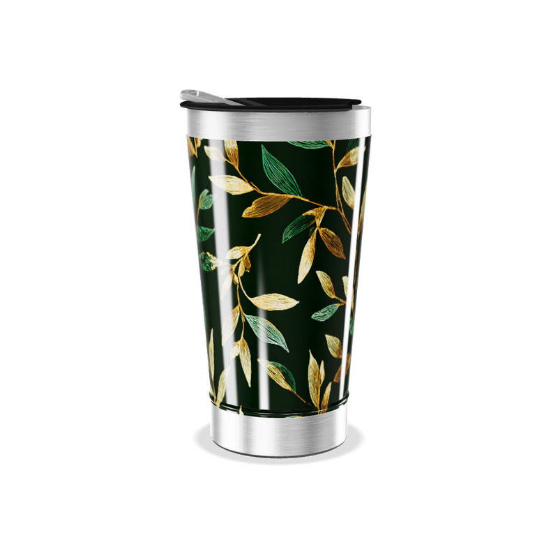 Copo Térmico - Folhas Verde e Dourado