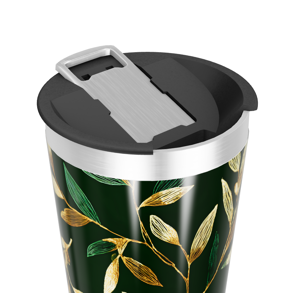 Copo Térmico - Folhas Verde e Dourado