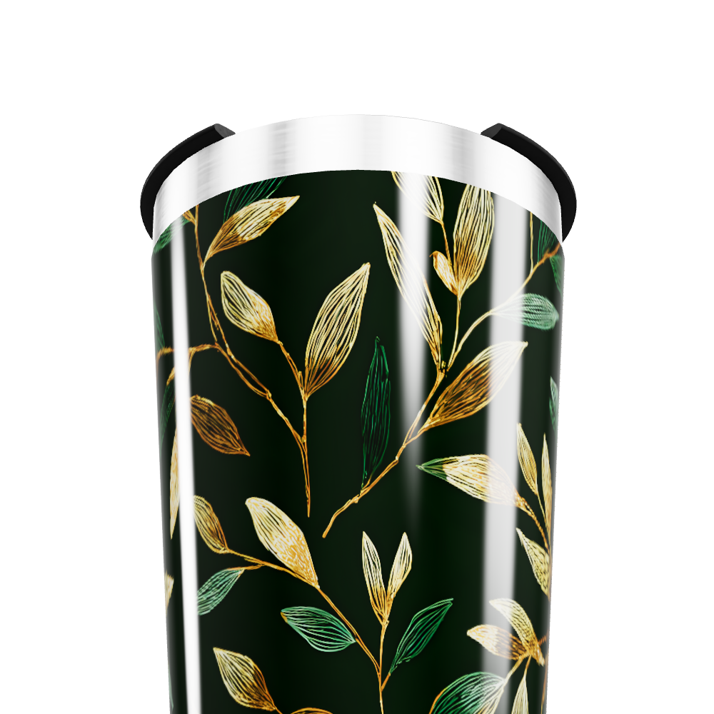Copo Térmico - Folhas Verde e Dourado