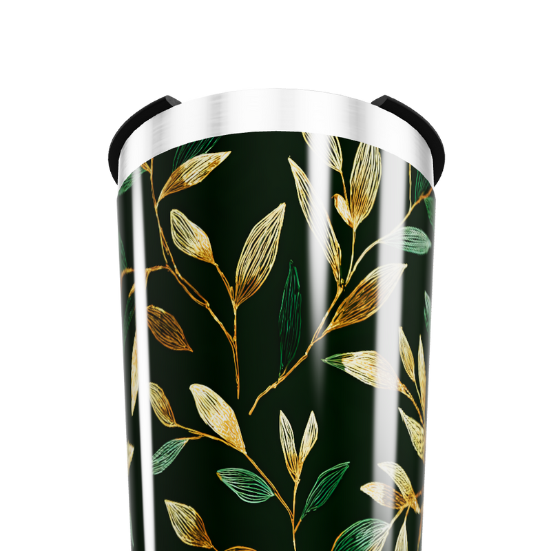 Copo Térmico - Folhas Verde e Dourado