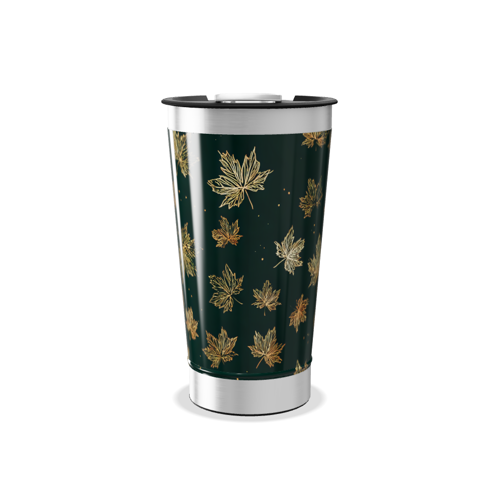 Copo Térmico - Folhas Douradas Fundo Preto
