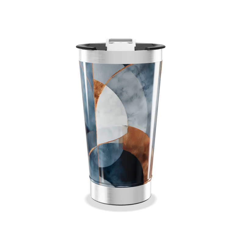 Copo Térmico - Abstrato Azul e Bronze