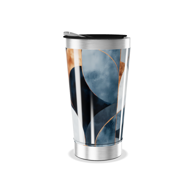 Copo Térmico - Abstrato Azul e Bronze