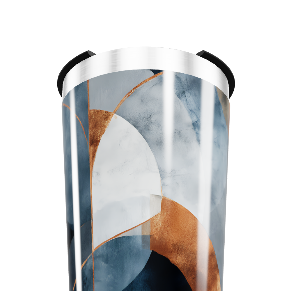 Copo Térmico - Abstrato Azul e Bronze