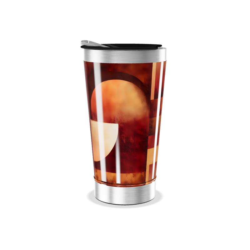 Copo Térmico - Estampa Abstrata Laranja