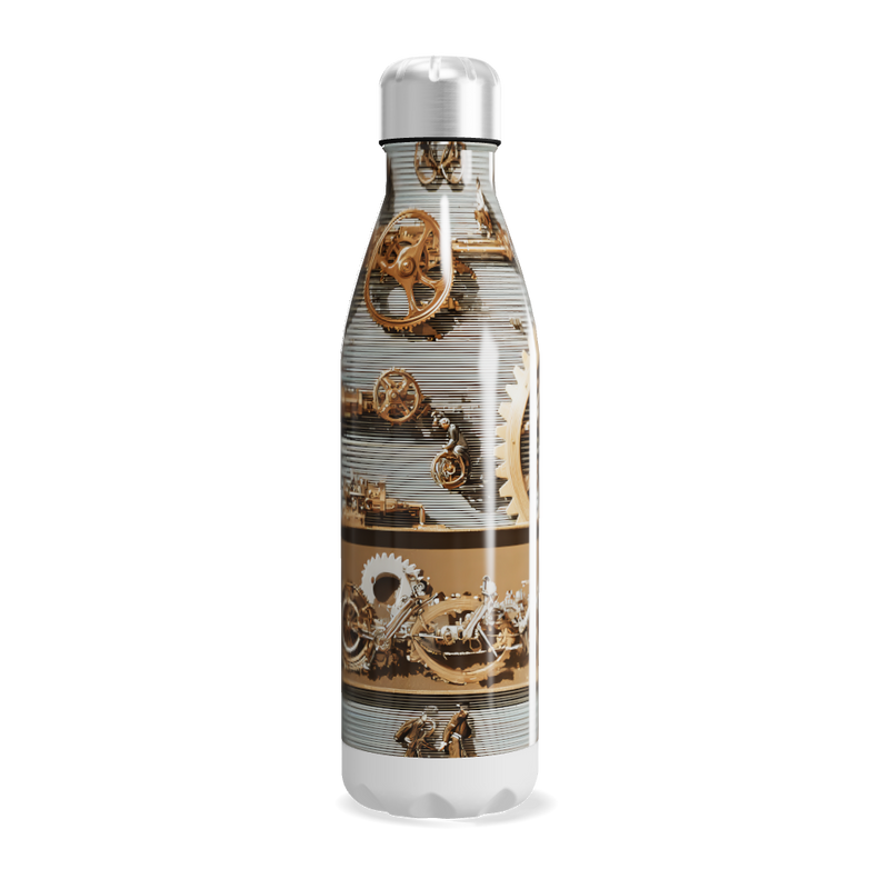 Garrafa Inox - Estampa Engrenagens Retrô