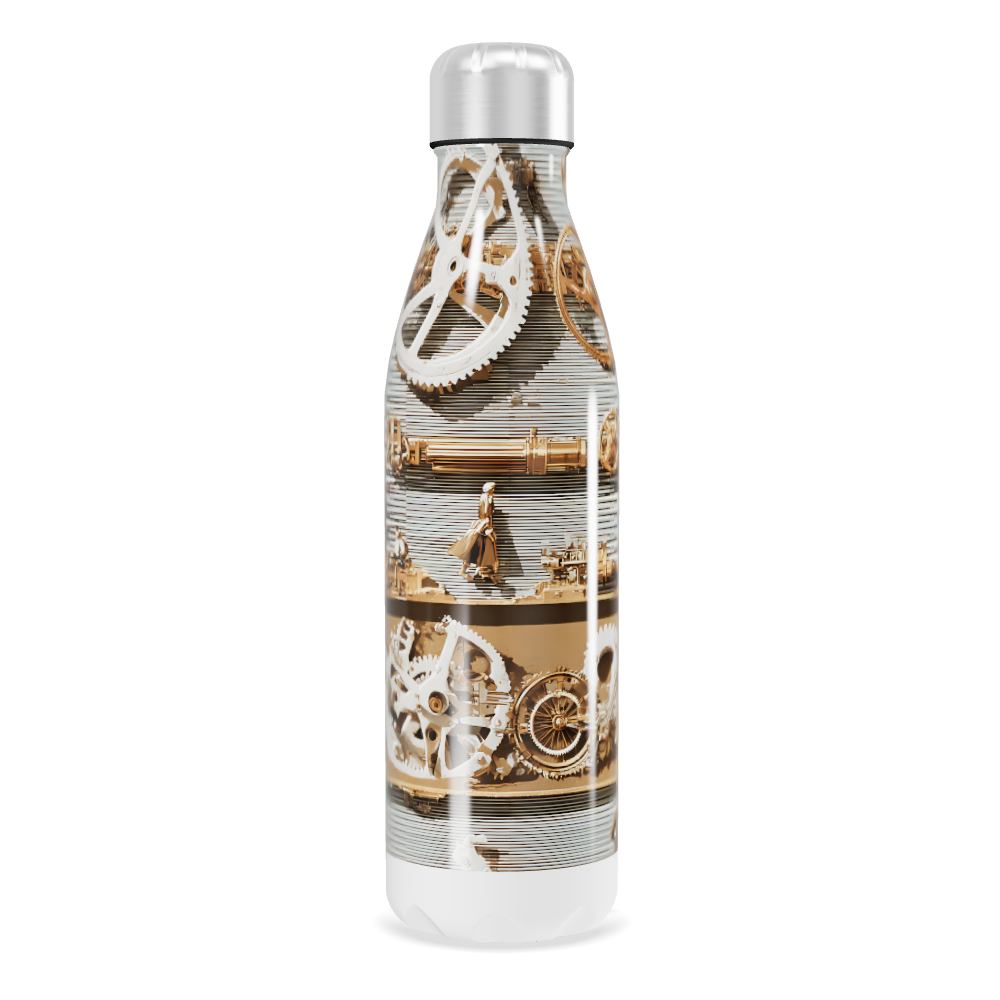 Garrafa Inox - Estampa Engrenagens Retrô