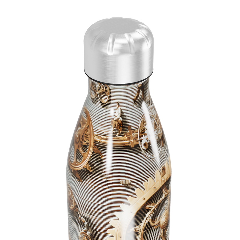 Garrafa Inox - Estampa Engrenagens Retrô