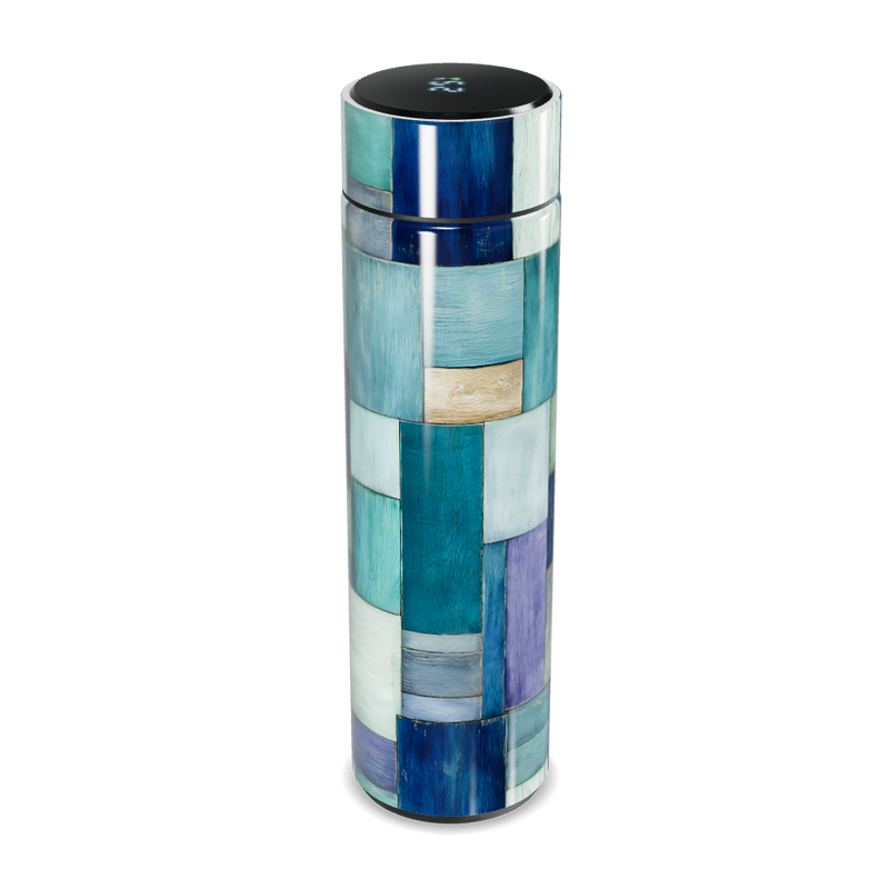 Garrafa Térmica Touch - Estampa Azul Patchwork