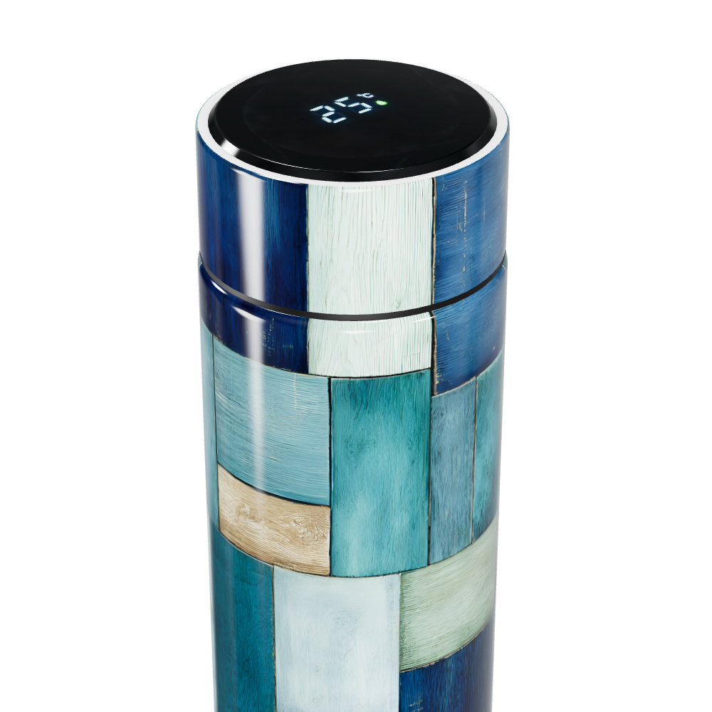 Garrafa Térmica Touch - Estampa Azul Patchwork