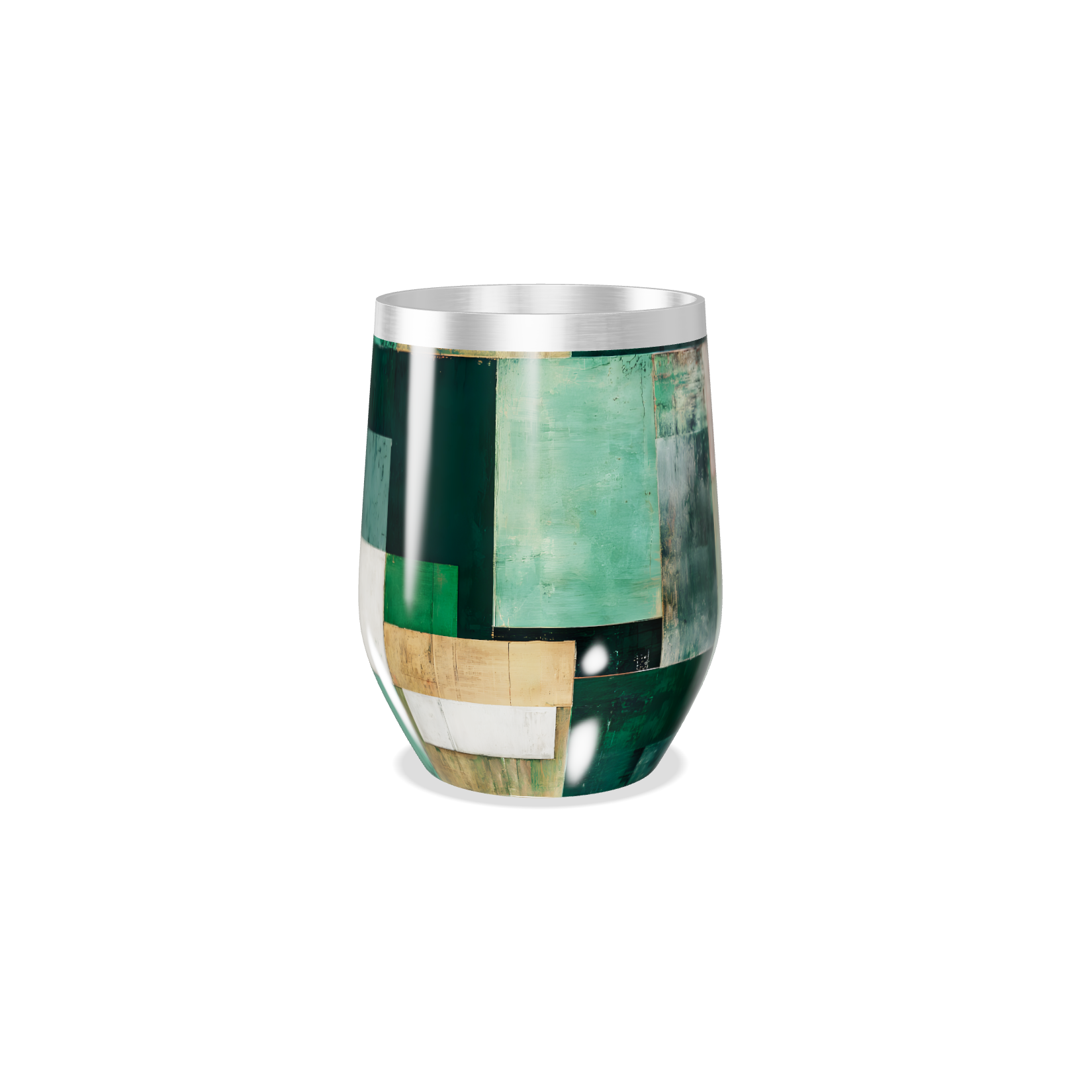 Copo Térmico Slim - Verde e Branco Abstrato