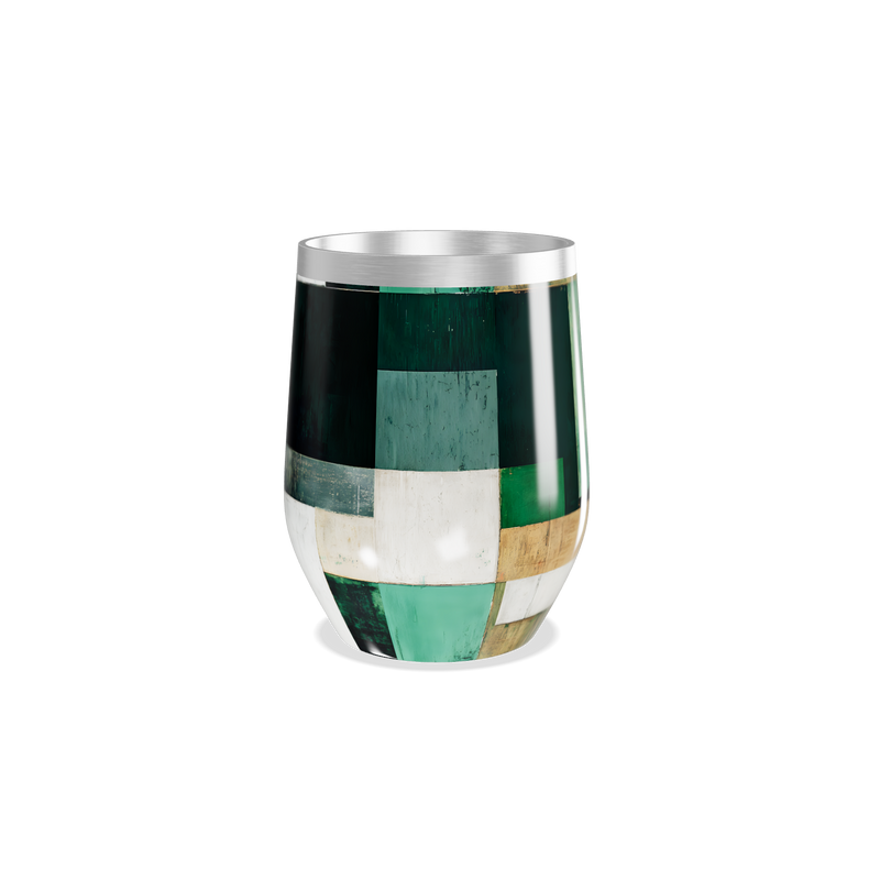 Copo Térmico Slim - Verde e Branco Abstrato