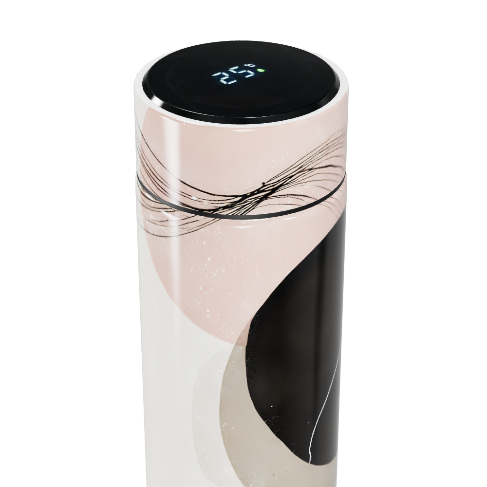 Garrafa Térmica Touch - Design Abstrato Branco