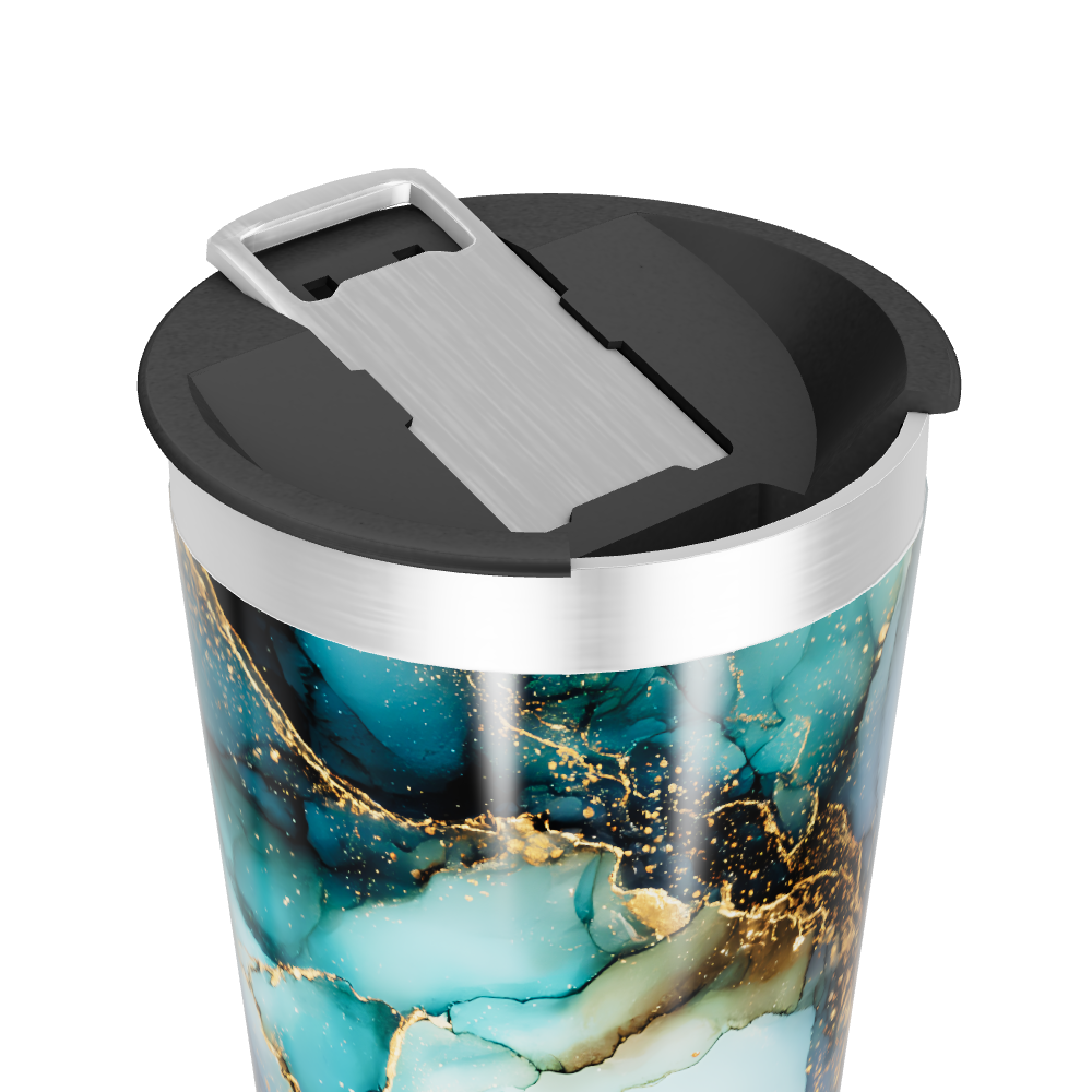 Copo Térmico - Marmorizado Azul e Dourado