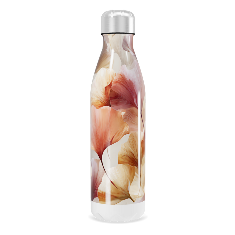 Garrafa Inox - Floral Bege e Rosa