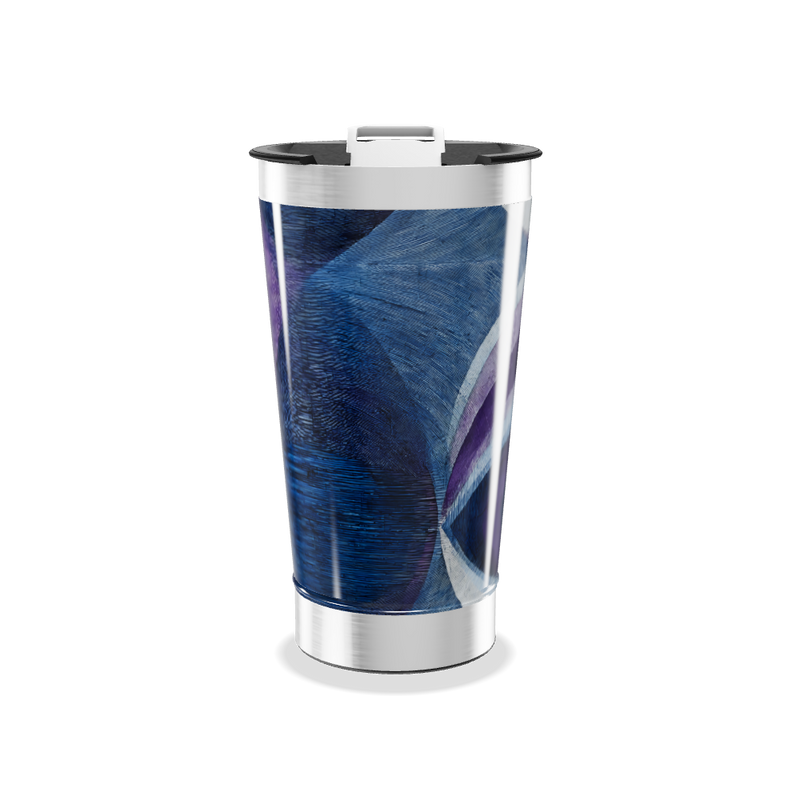 Copo Térmico - Azul com Estampa Geométrica