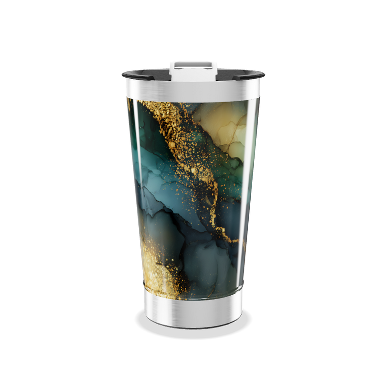 Copo Térmico - Mármore Azul e Dourado