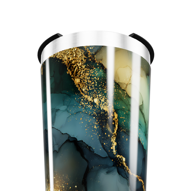 Copo Térmico - Mármore Azul e Dourado