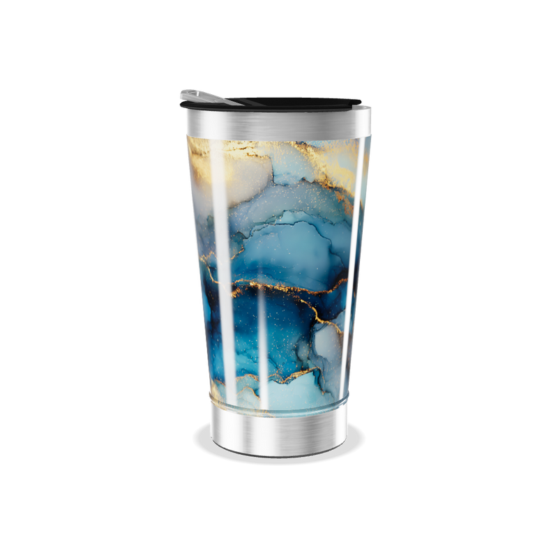 Copo Térmico - Azul Mármore Aço Inox