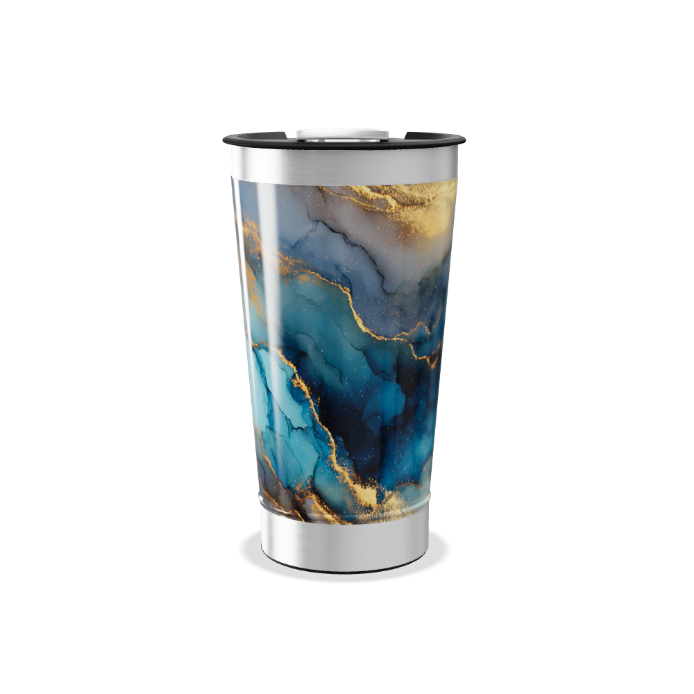 Copo Térmico - Azul Mármore Aço Inox