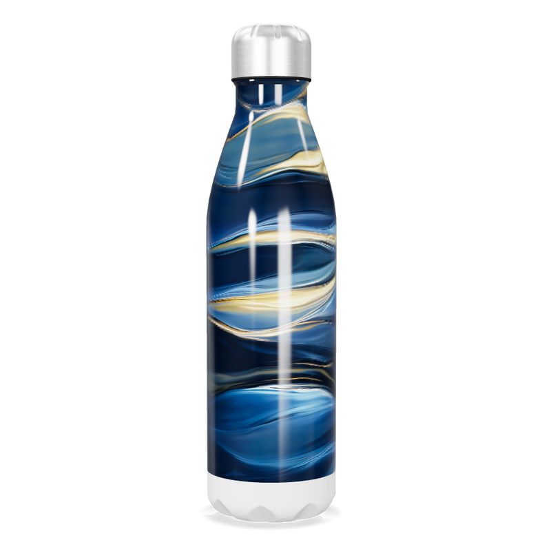Garrafa Inox Azul - Design Ondulado