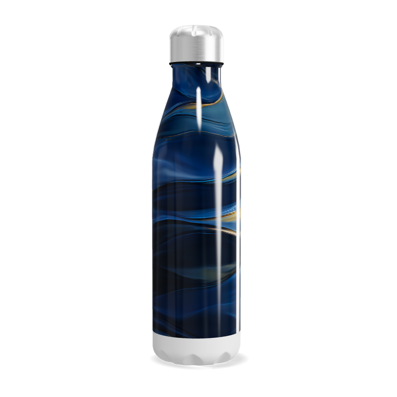 Garrafa Inox Azul - Design Ondulado