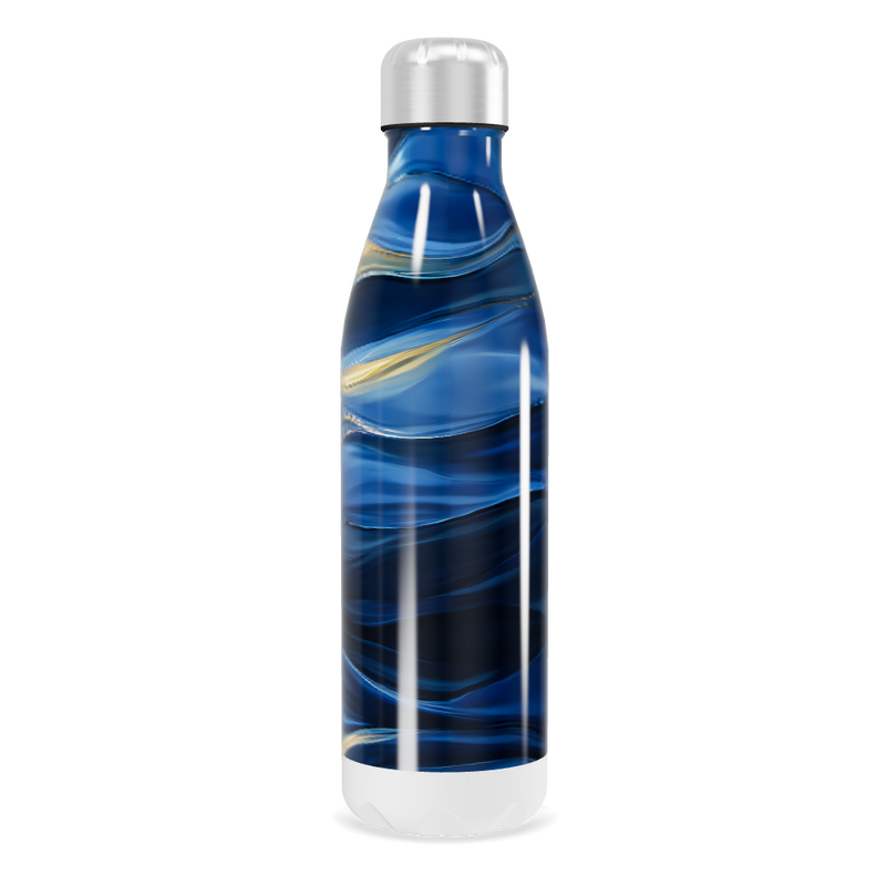 Garrafa Inox Azul - Design Ondulado