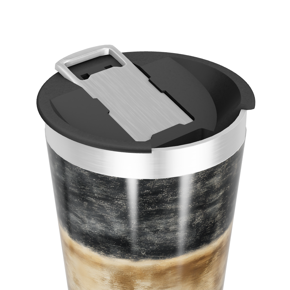 Copo Térmico - Preto com Faixa Marrom