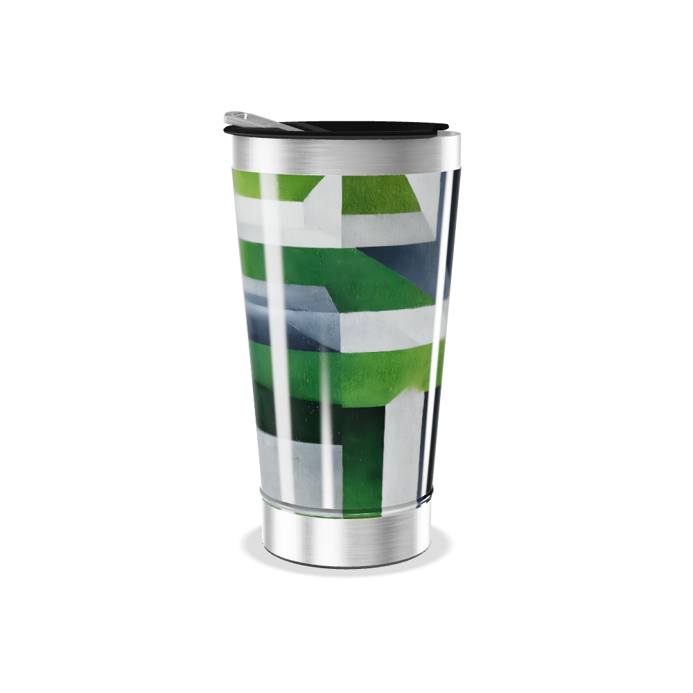 Copo Térmico - Verde com Listras Geométricas