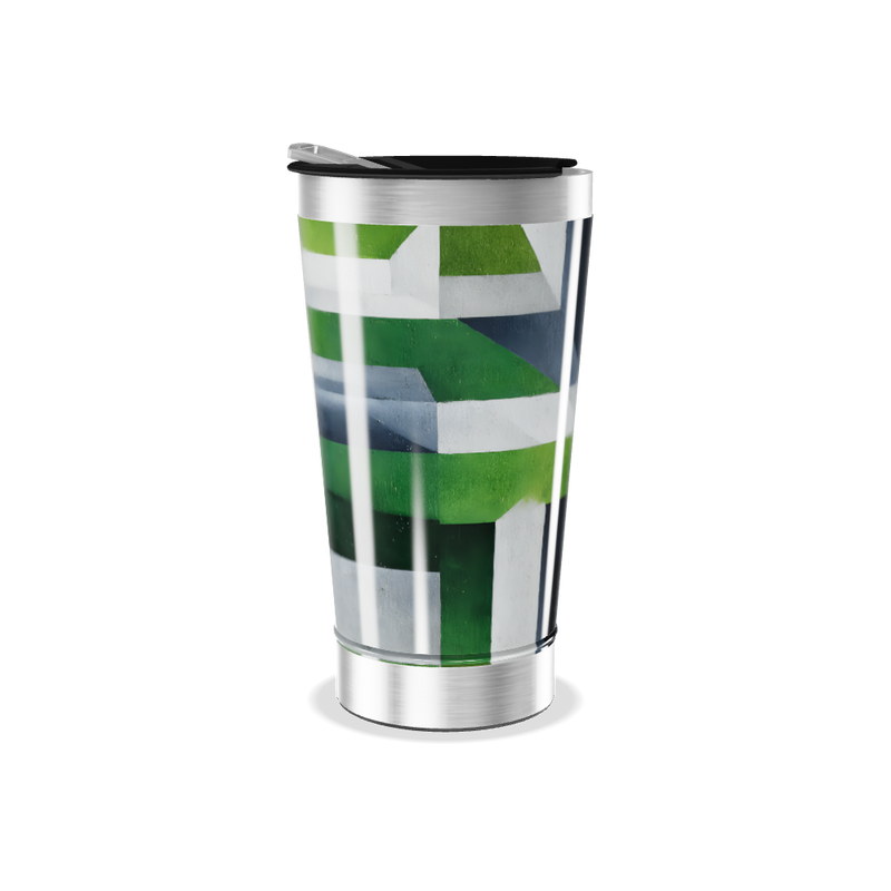 Copo Térmico - Verde com Listras Geométricas