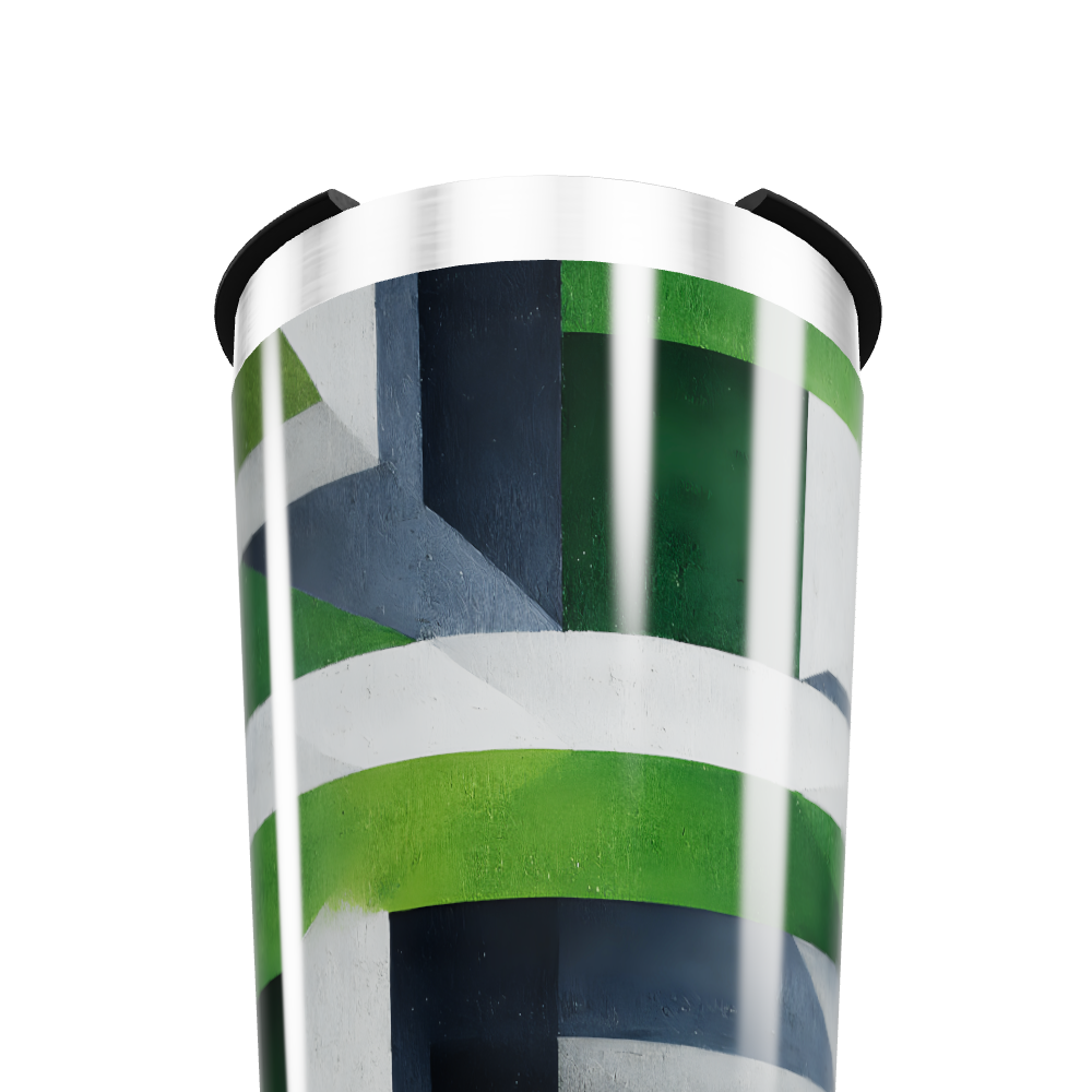 Copo Térmico - Verde com Listras Geométricas