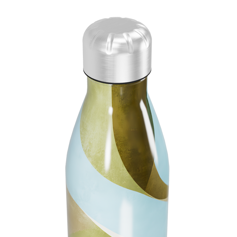 Garrafa Inox Estampa Abstrata Verde Azul