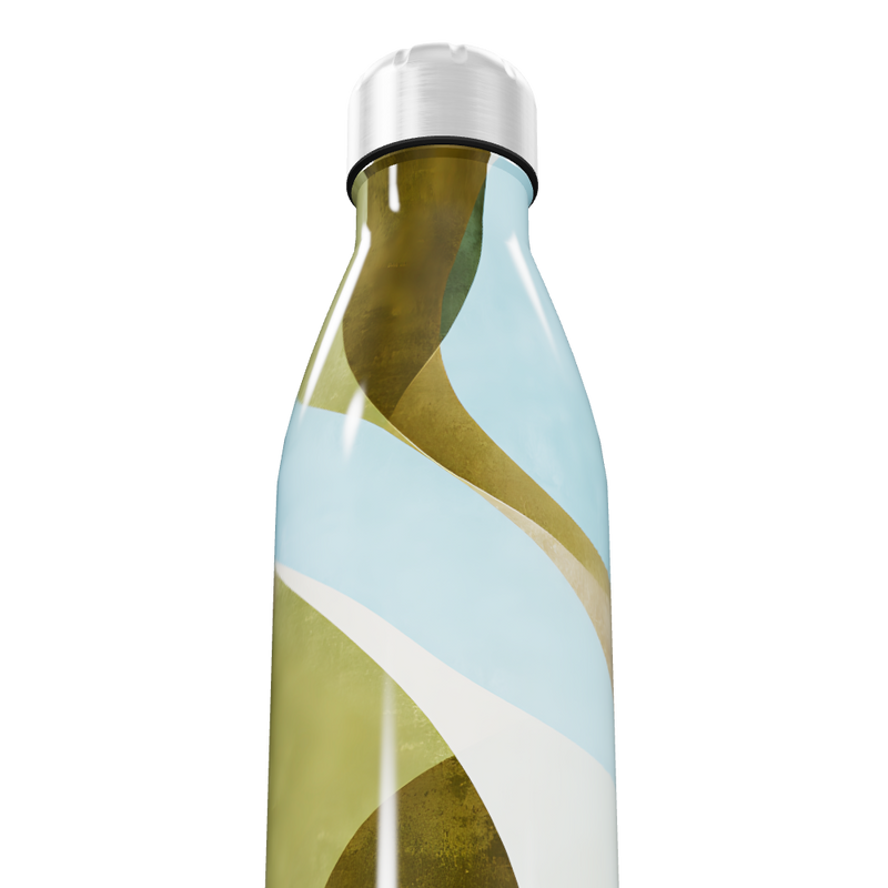 Garrafa Inox Estampa Abstrata Verde Azul