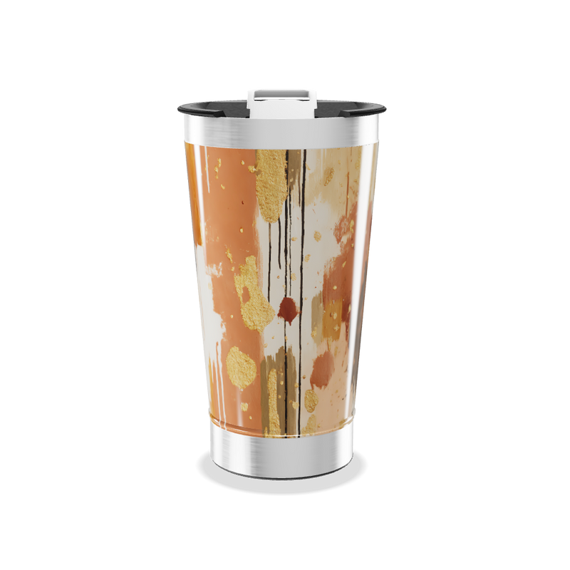 Copo Térmico - Abstrato Dourado e Laranja