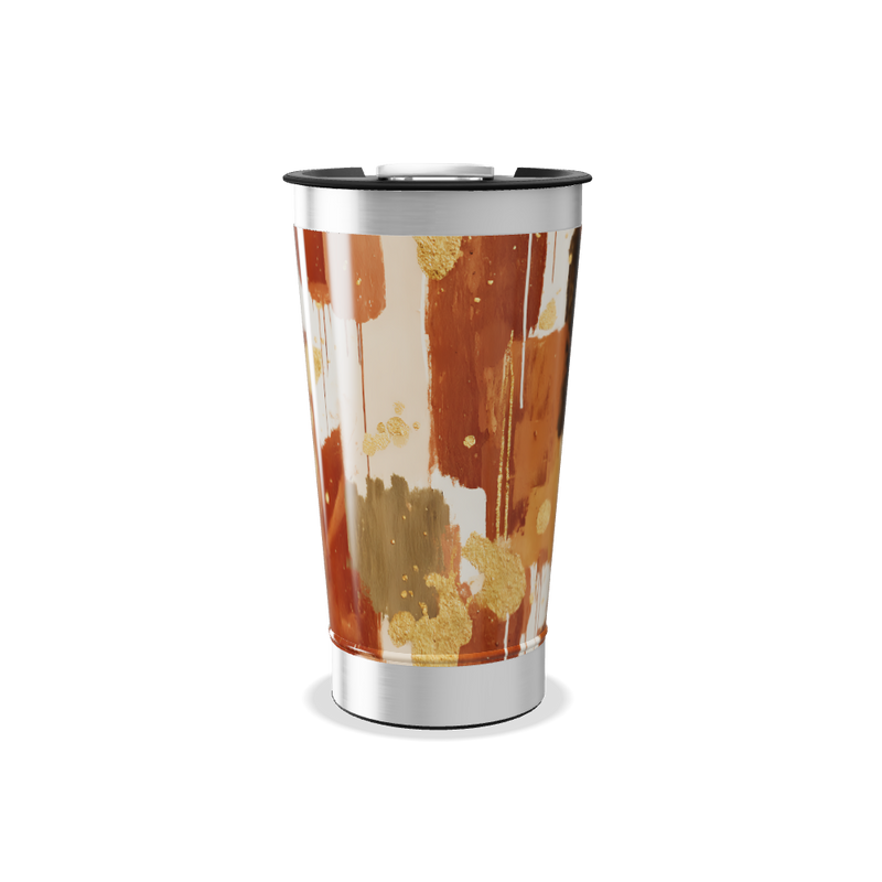 Copo Térmico - Abstrato Dourado e Laranja