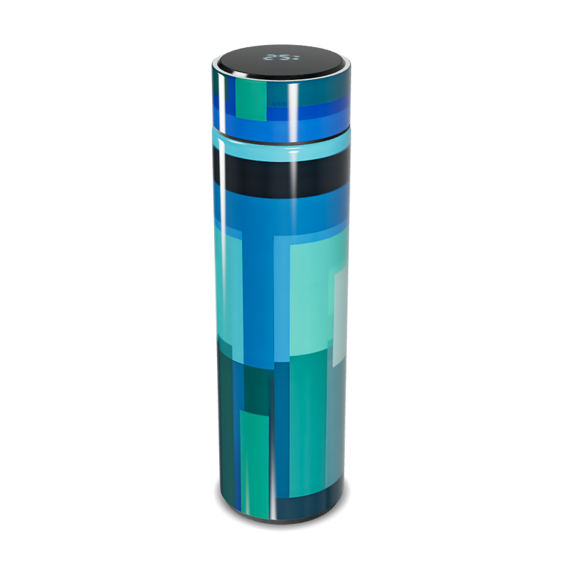 Garrafa Térmica Touch - Azul com Estampa Geométrica