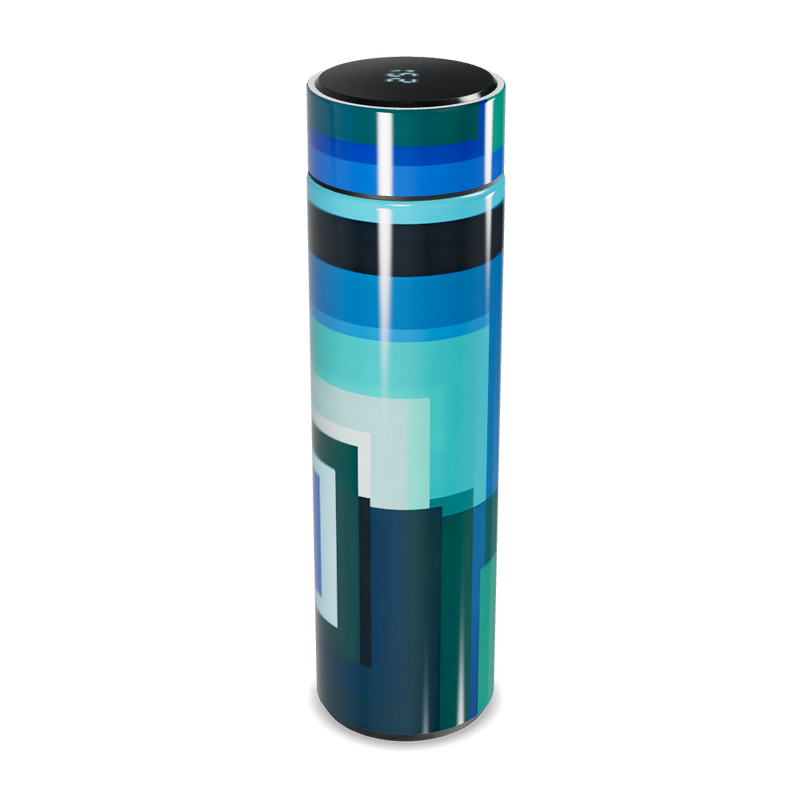 Garrafa Térmica Touch - Azul com Estampa Geométrica